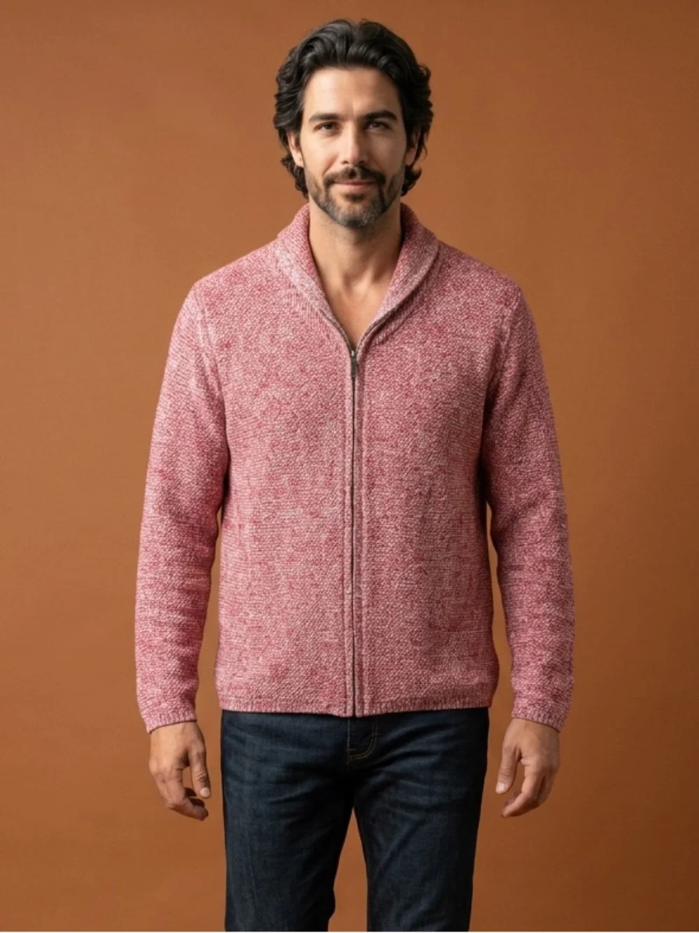 Nordstrom full-zip marled knit cardigan sweater